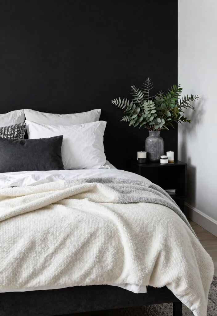 16 Black and White Themed Bedroom Ideas: Timeless Chic - 15. Seasonal Decor Changes 1