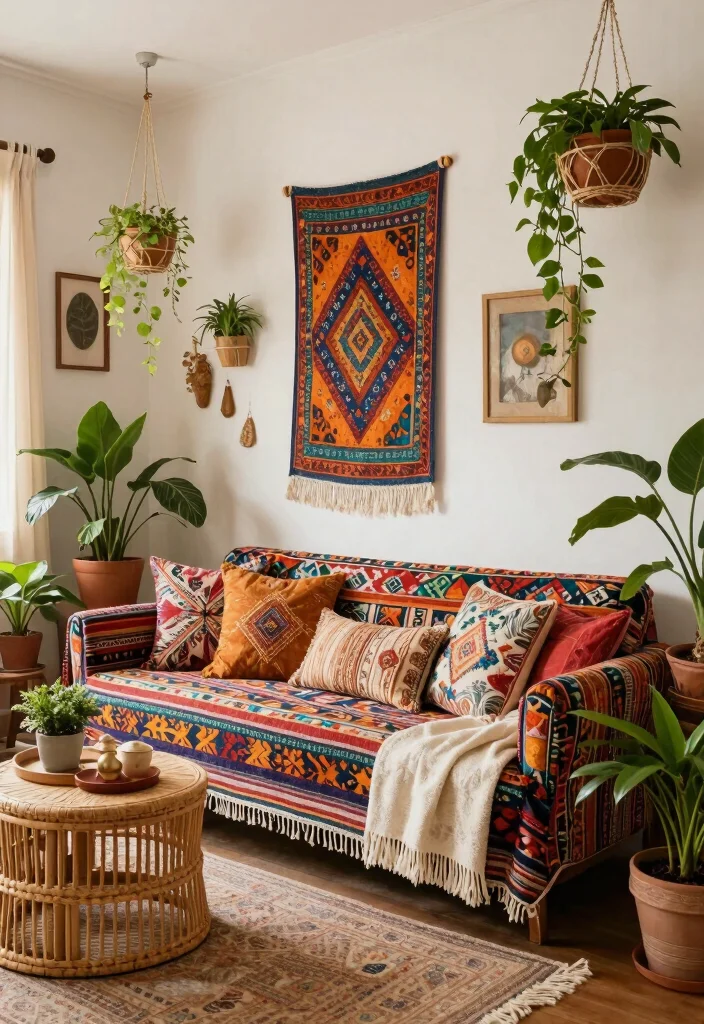 16 Chaise Lounge Living Room Arrangement Ideas: Elegant and Relaxed - 5. Bohemian Chic Arrangement 1