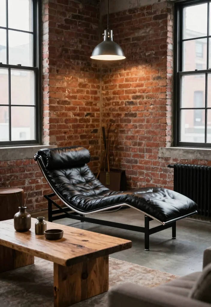 16 Chaise Lounge Living Room Arrangement Ideas: Elegant and Relaxed - 6. Urban Industrial Style 1