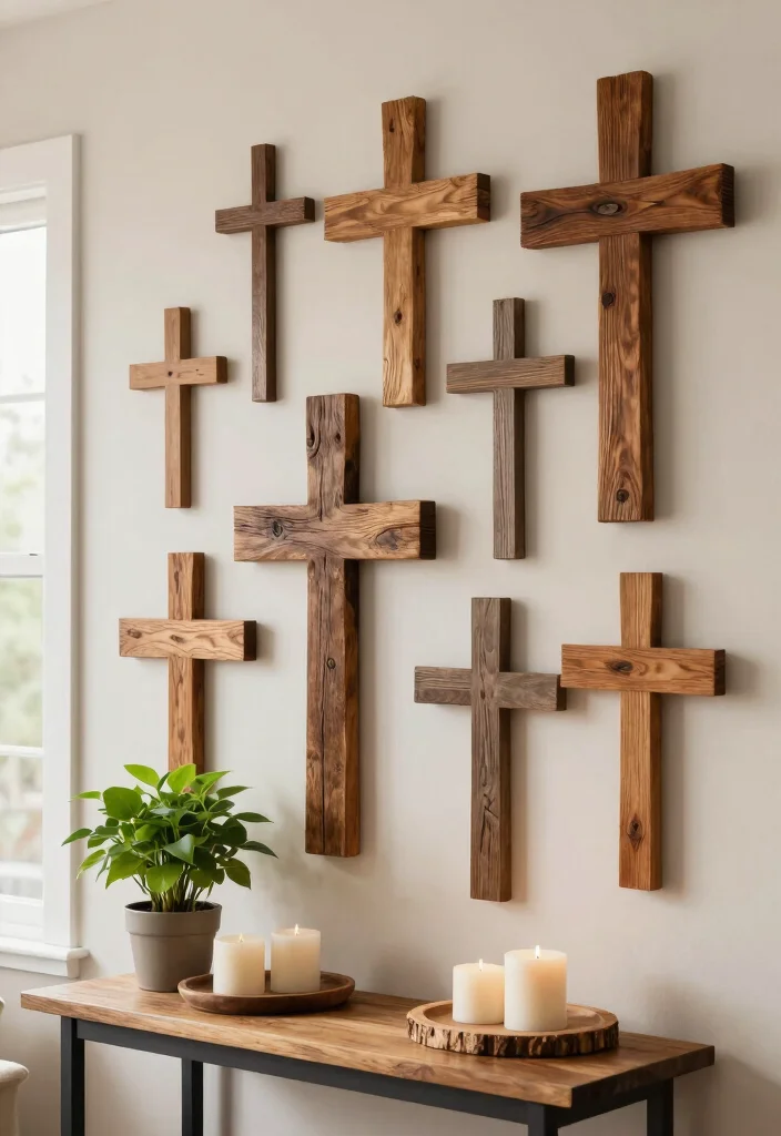 16 Christian Living Room Decor Ideas: Faith Inspired and Warm - 1. Rustic Wooden Crosses 1