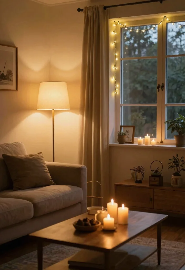 16 Christian Living Room Decor Ideas: Faith Inspired and Warm - 10. Warm Lighting 1