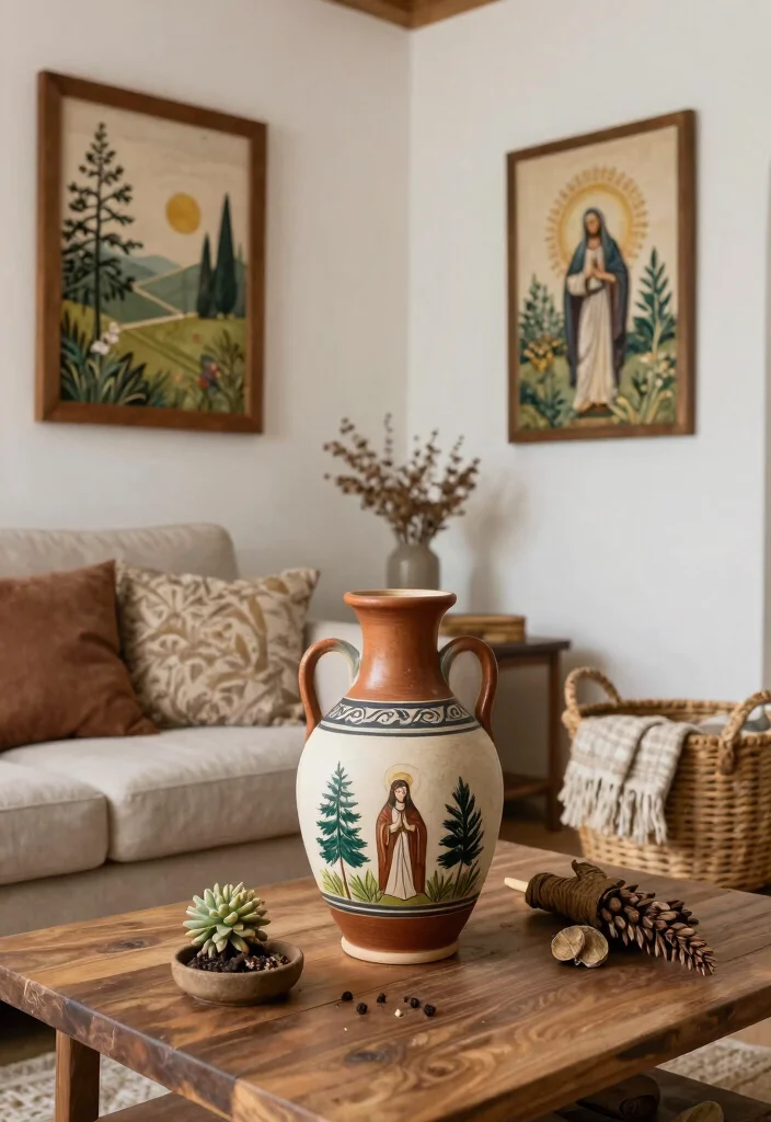 16 Christian Living Room Decor Ideas: Faith Inspired and Warm - 11. Handcrafted Religious Accents 1