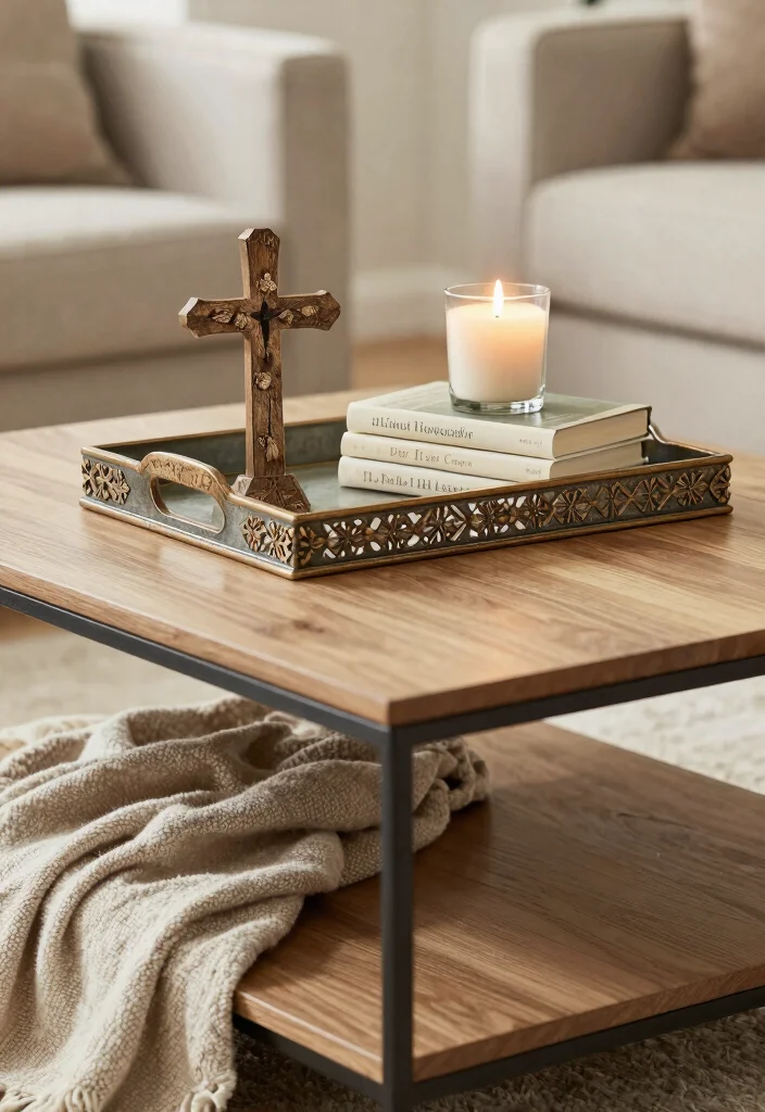 16 Christian Living Room Decor Ideas: Faith Inspired and Warm - 6. Faith-Based Table Decor 1