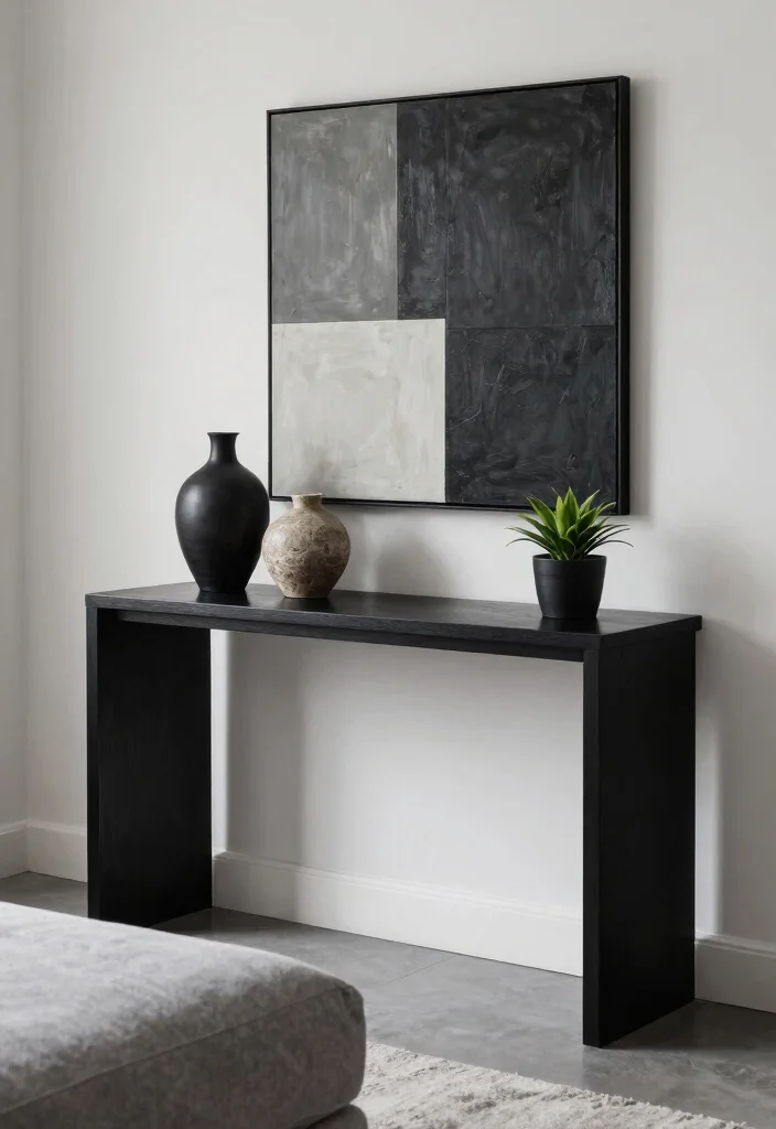 16 Console Table Living Room Ideas Stylish Entry Accent - 4. Monochromatic Magic 1