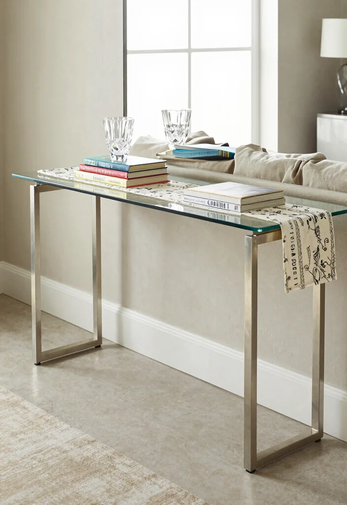 16 Console Table Living Room Ideas Stylish Entry Accent - 6. Glass Glam 1