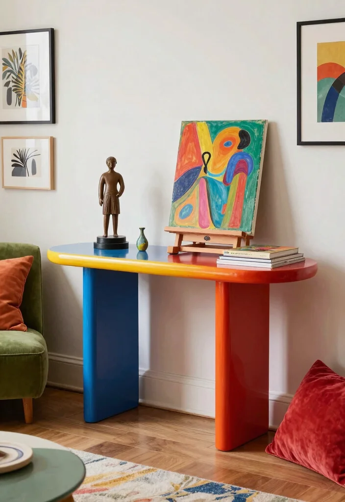 16 Console Table Living Room Ideas Stylish Entry Accent - 8. Artistic Flair 1