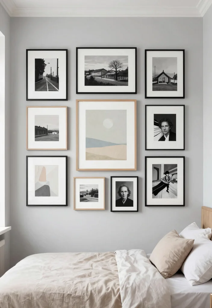 16 Empty Wall Ideas Bedroom: Simple Decor Solutions - 1. Gallery Wall of Minimalist Art 1