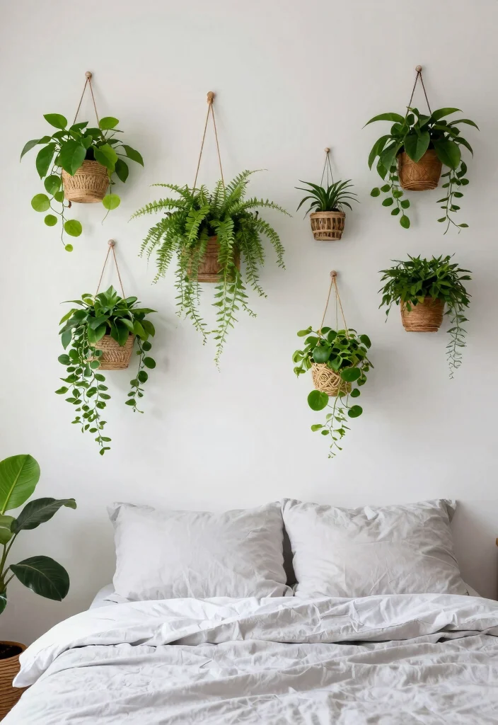 16 Empty Wall Ideas Bedroom: Simple Decor Solutions - 8. Indoor Plants as Living Wall Art 1