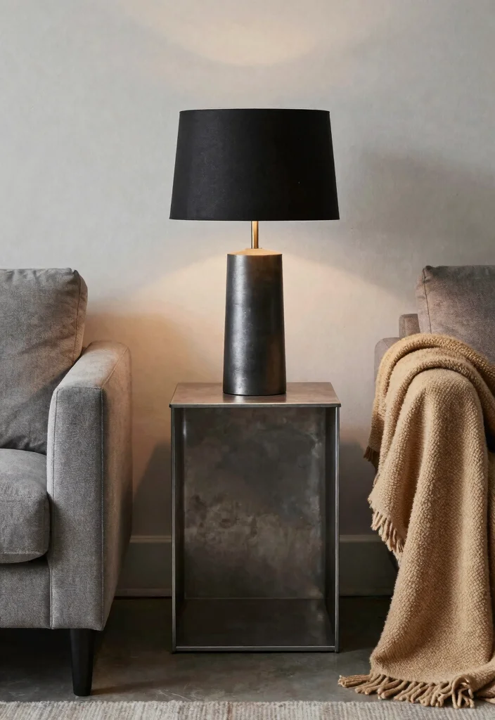 16 End Table Decor Living Room With Lamp Ideas: Warm Layered Look - 12. Industrial Style with Bold Fixtures 1