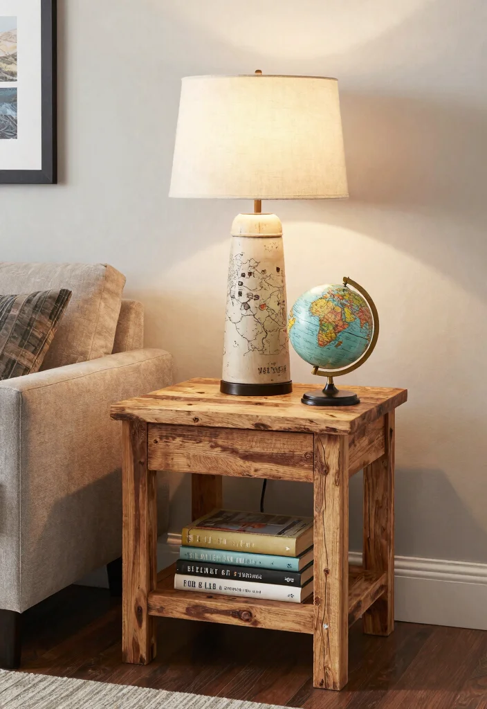16 End Table Decor Living Room With Lamp Ideas: Warm Layered Look - 13. Travel-Inspired Decor with Global Accents 1
