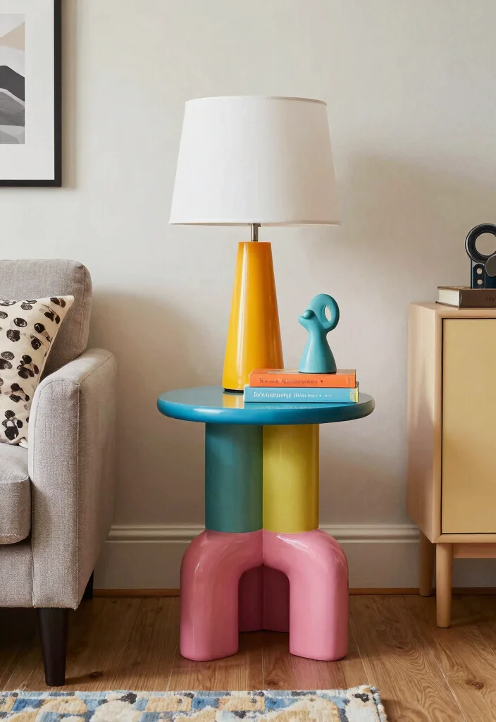 16 End Table Decor Living Room With Lamp Ideas: Warm Layered Look - 6. Eclectic Mix with Colorful Accents 1