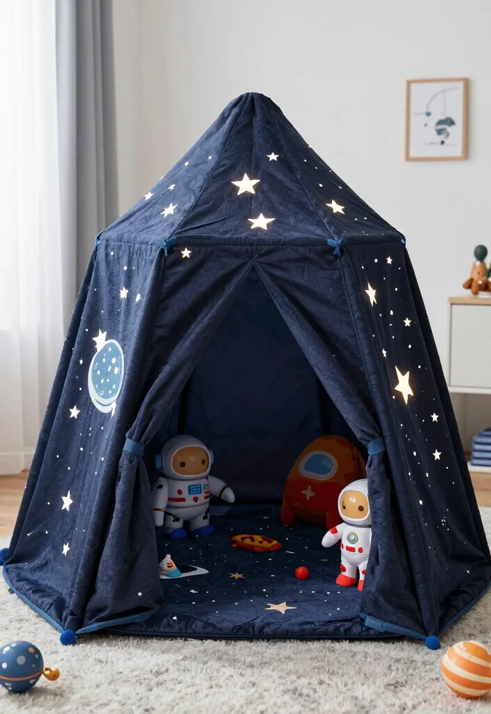 16 Fort Ideas for a Cozy Bedroom Retreat - 13. Space Explorer Fort 1