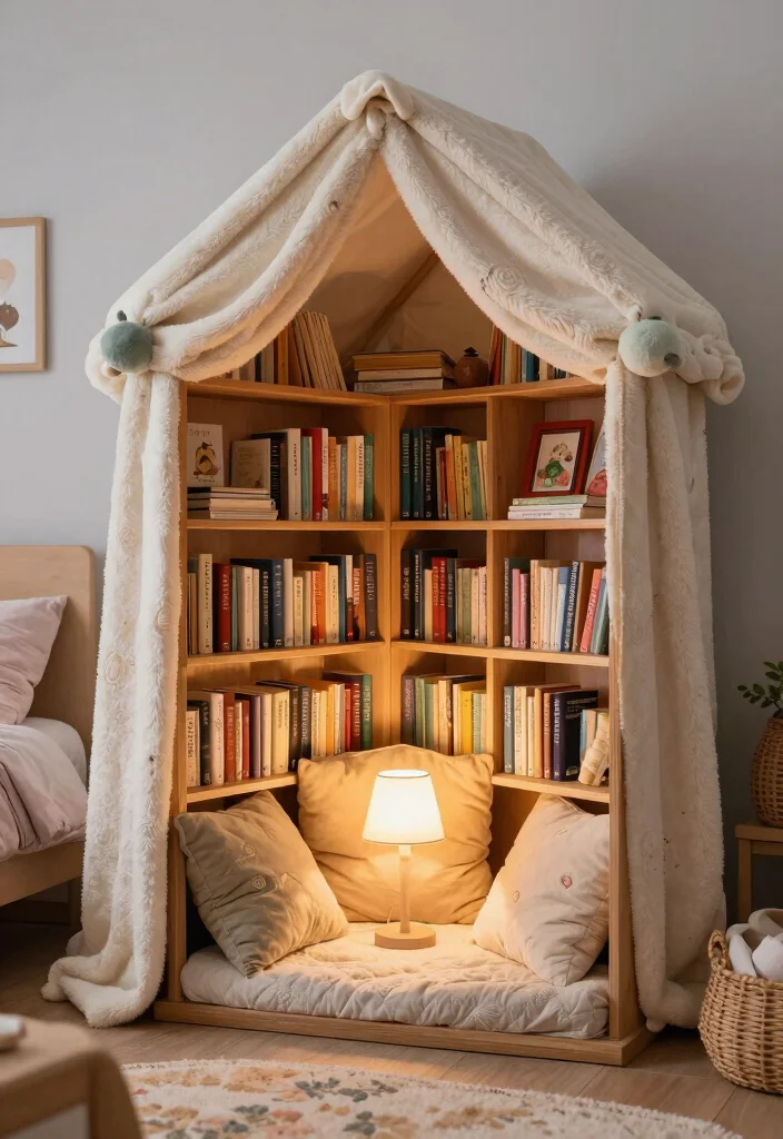 16 Fort Ideas for a Cozy Bedroom Retreat - 7. Little Librarian Fort 1