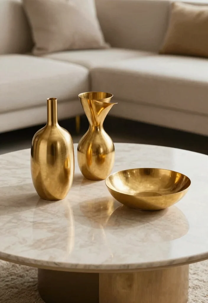 16 Gold Wall Decor Living Room Ideas for an Elegant Luxe Touch - 10. Gold Decorative Objects 1