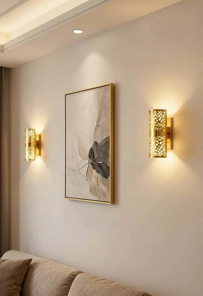 16 Gold Wall Decor Living Room Ideas for an Elegant Luxe Touch - 6. Decorative Gold Wall Sconces 1