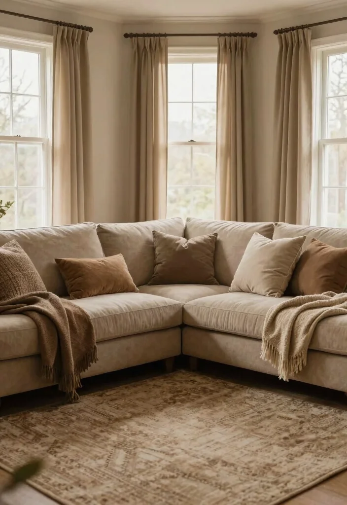 16 L Shape Sofa Living Room Cozy Ideas Perfect Layouts - 15. Incorporate Textiles Around the Sofa 1