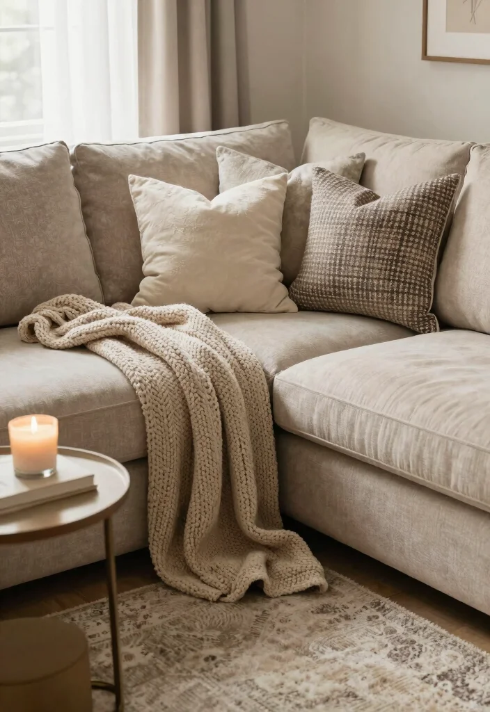 16 L Shape Sofa Living Room Cozy Ideas Perfect Layouts - 5. Cozy Layering with Throws and Pillows 1