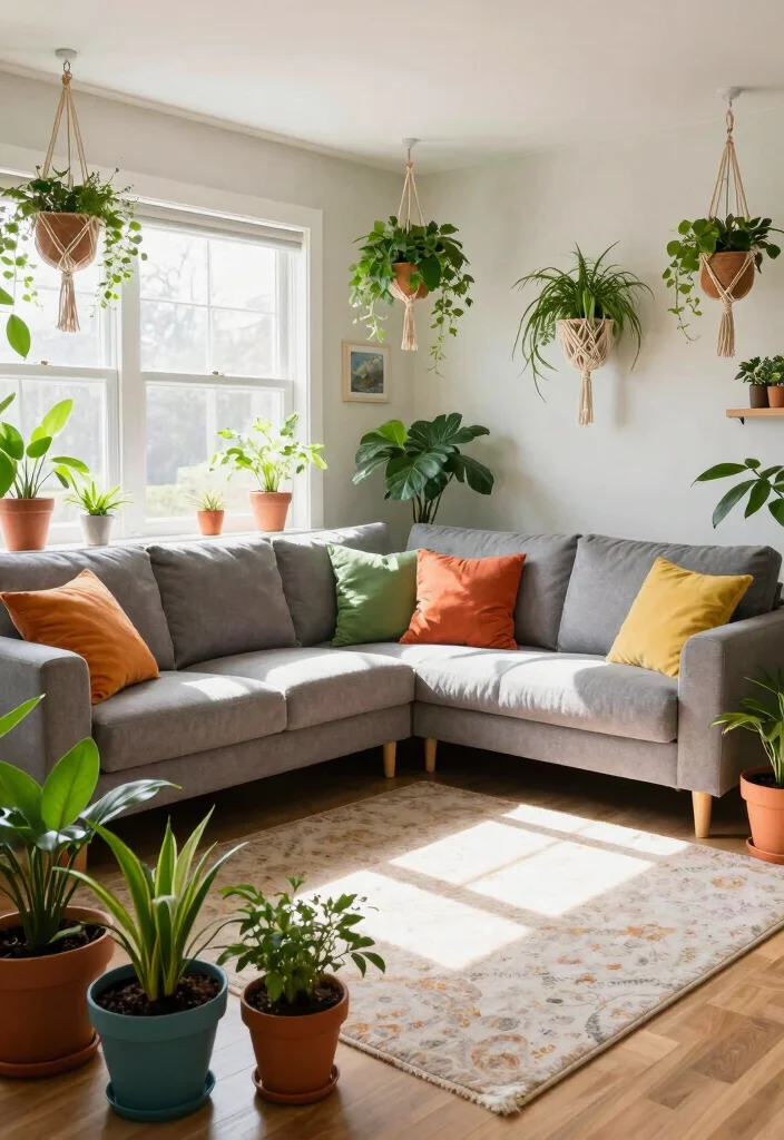 16 L Shape Sofa Living Room Cozy Ideas Perfect Layouts - 8. Go Green with Indoor Plants 1