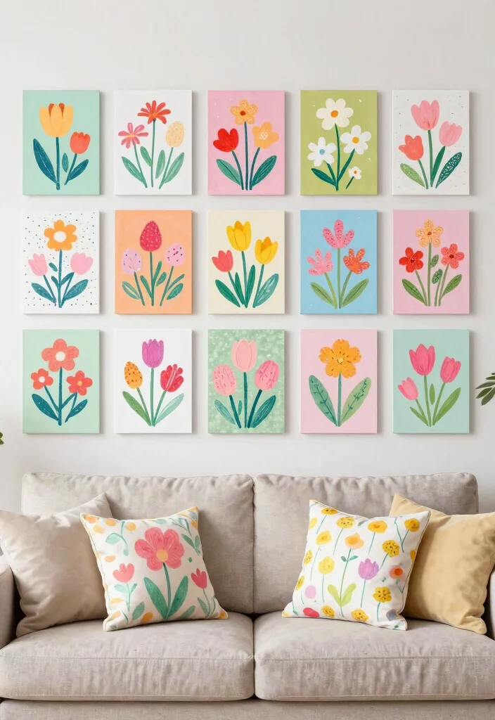 16 Living Room Art Wall Ideas for Gallery Inspired Displays - 16. Seasonal Art Swaps 1
