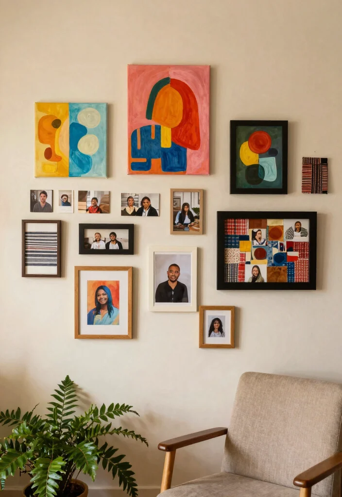 16 Living Room Art Wall Ideas for Gallery Inspired Displays - 5. DIY Art for Personal Touch 1