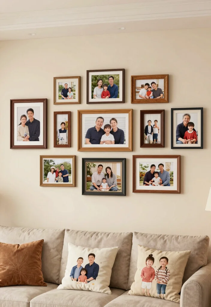 16 Living Room Art Wall Ideas for Gallery Inspired Displays - 9. Family Photo Wall 1