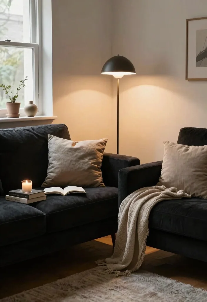 16 Living Room Black Sofa Ideas: Modern Bold Styling - 12. Cozy Nooks 1
