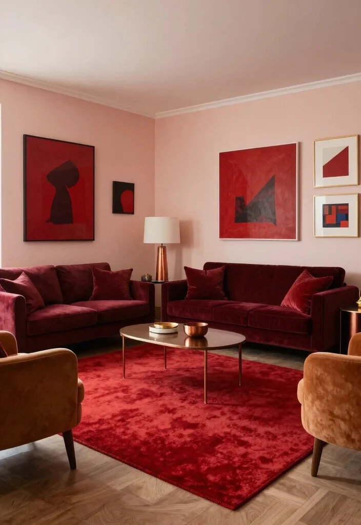 16 Red Rug Living Room Decor Ideas: Statement Color Pop - 2. Monochromatic Magic 1