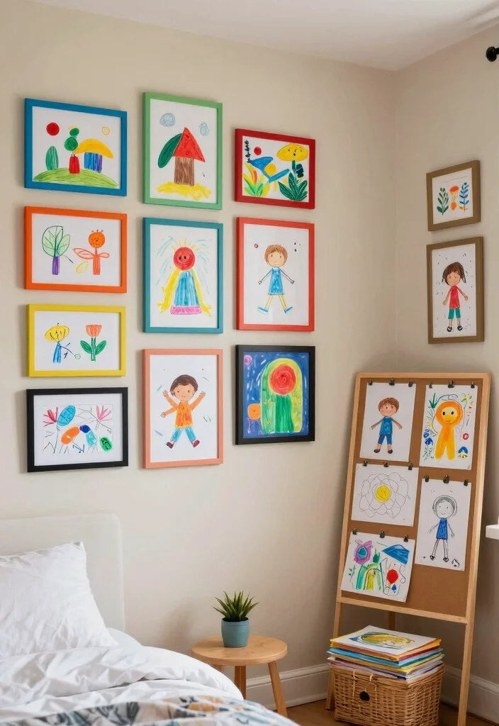 16 Single Mom Bedroom Ideas: Calm, Practical, and Cozy - 15. Incorporating Your Kids' Art 1