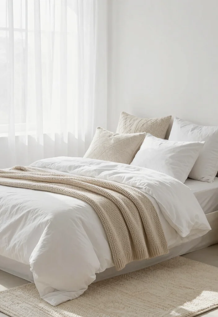 16 Small White Bedroom Ideas Bright Clean and Airy - 1. Layer Textures 1
