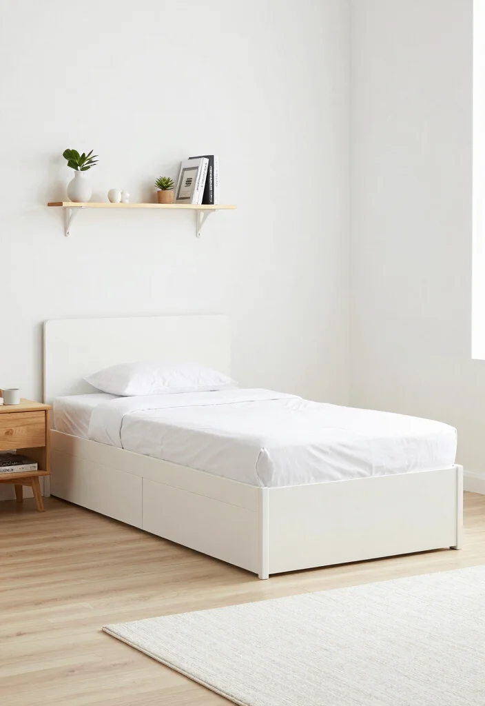 16 Small White Bedroom Ideas Bright Clean and Airy - 2. Embrace Minimalist Furniture 1