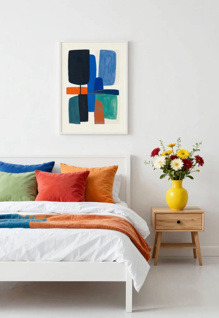 16 Small White Bedroom Ideas Bright Clean and Airy - 4. Choose Bright Accents 1