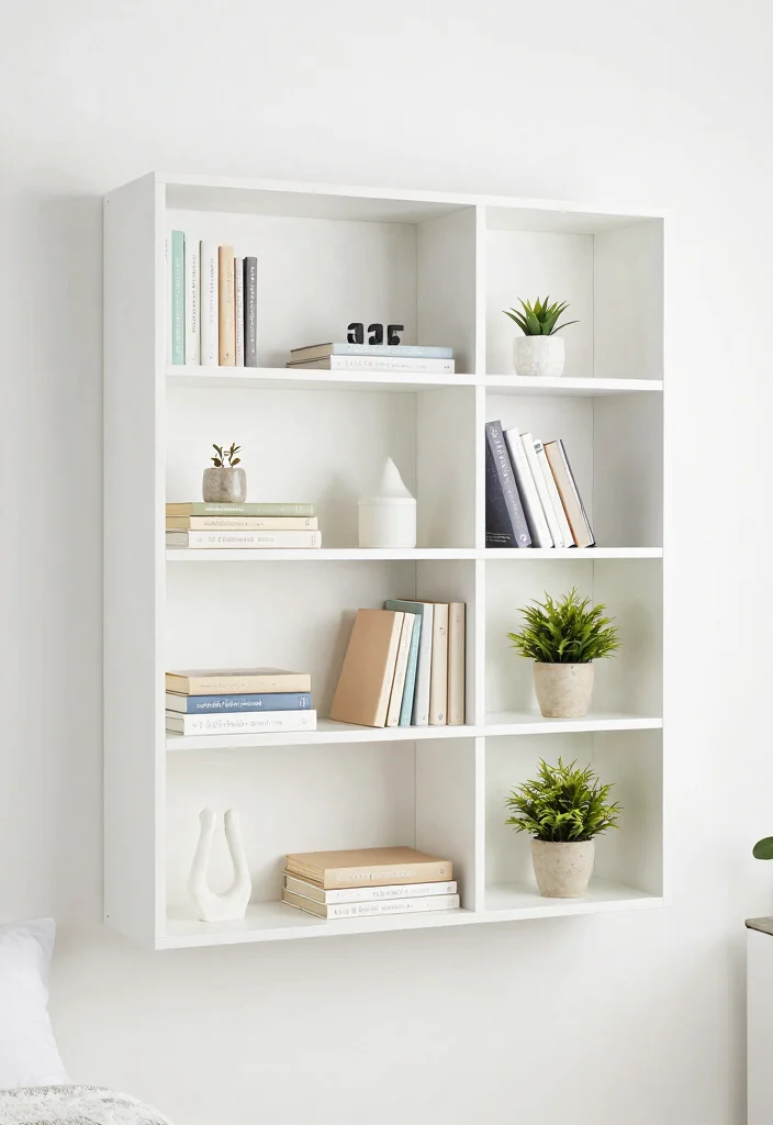 16 Small White Bedroom Ideas Bright Clean and Airy - 5. Consider Open Shelving 1