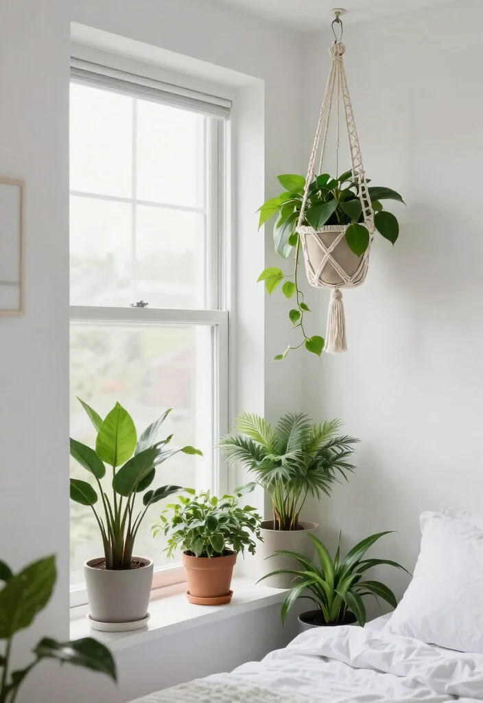 16 Small White Bedroom Ideas Bright Clean and Airy - 6. Incorporate Greenery 1