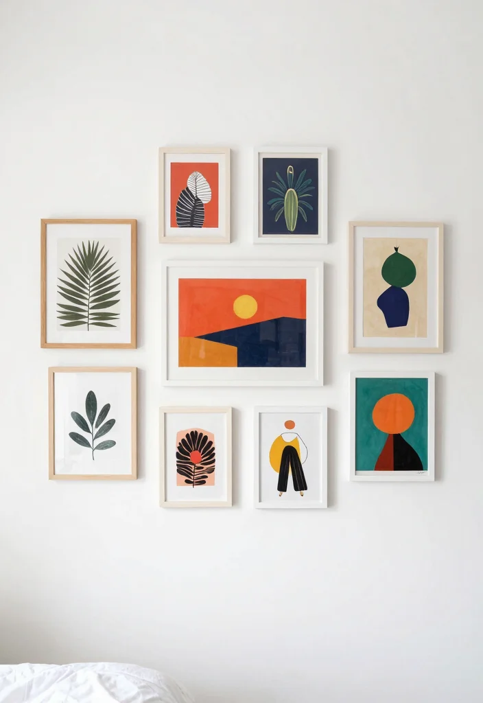 16 Small White Bedroom Ideas Bright Clean and Airy - 9. Play with Wall Art 1