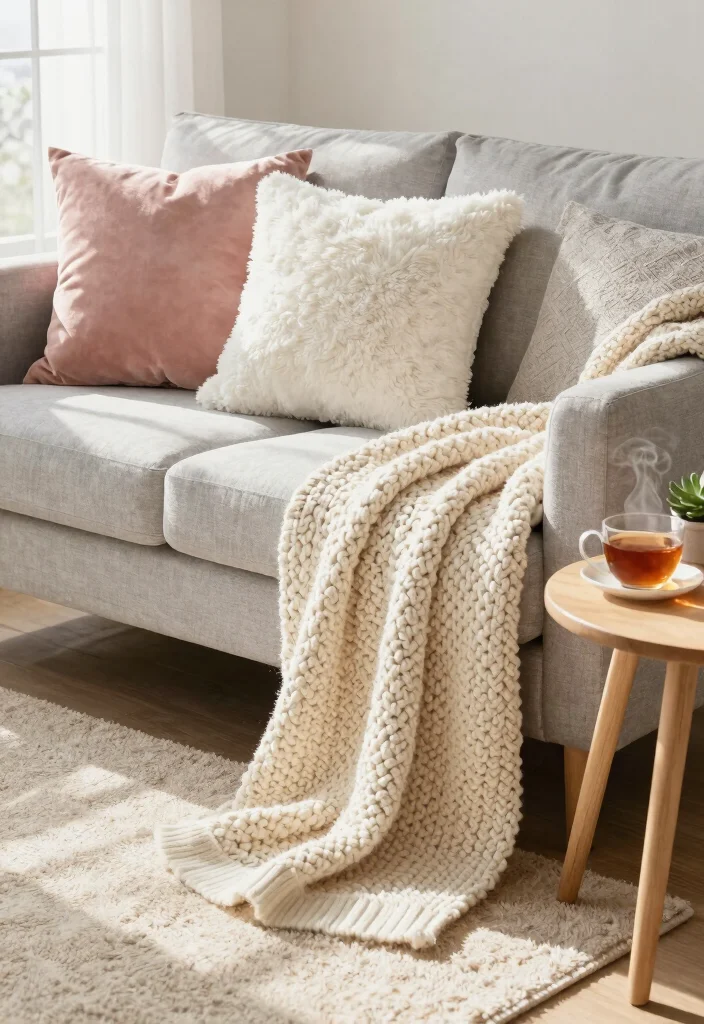 16 Soft Living Room Ideas: Calm, Cozy, and Inviting - 1. Layer Soft Textiles 1
