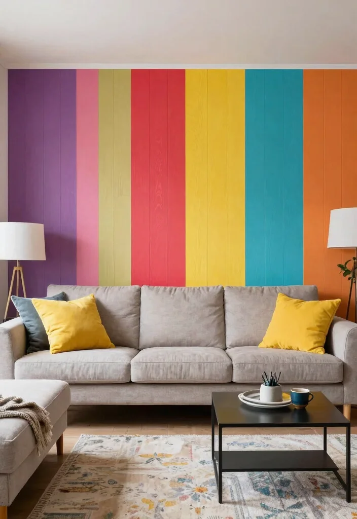16 Stunning WPC Wall Panel Living Room Ideas with Textured Modern Finishes - 11. Vibrant Accent Walls for a Splash of Color 1