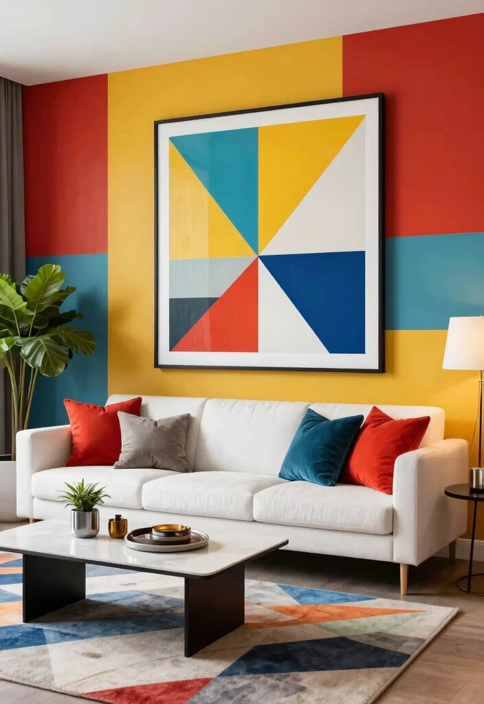 16 Stunning WPC Wall Panel Living Room Ideas with Textured Modern Finishes - 3. Bold Patterns for Artistic Flair 1