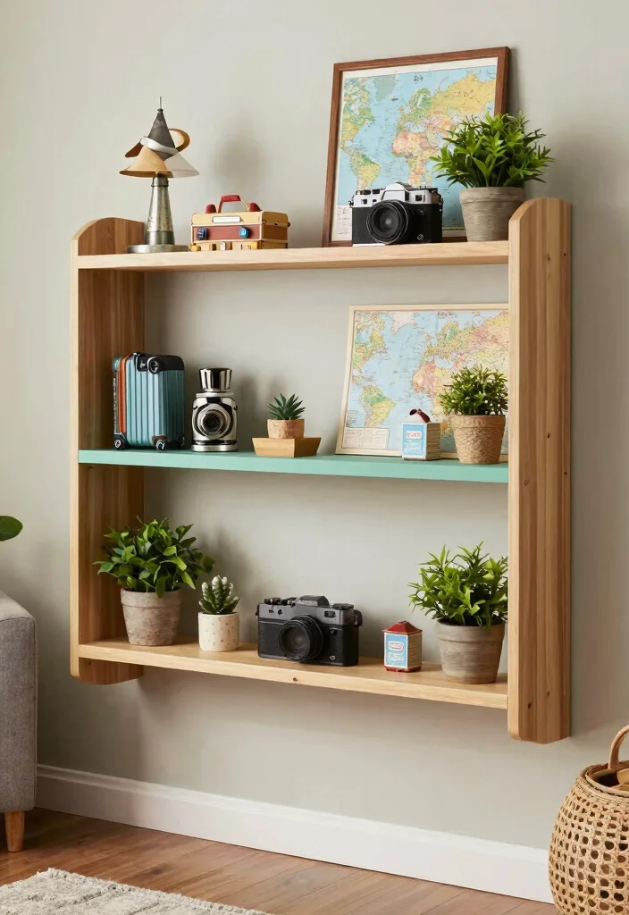 16 Wall Shelf Decor Living Room Ideas: Practical and Chic - 10. Themed Decorative Shelves 1