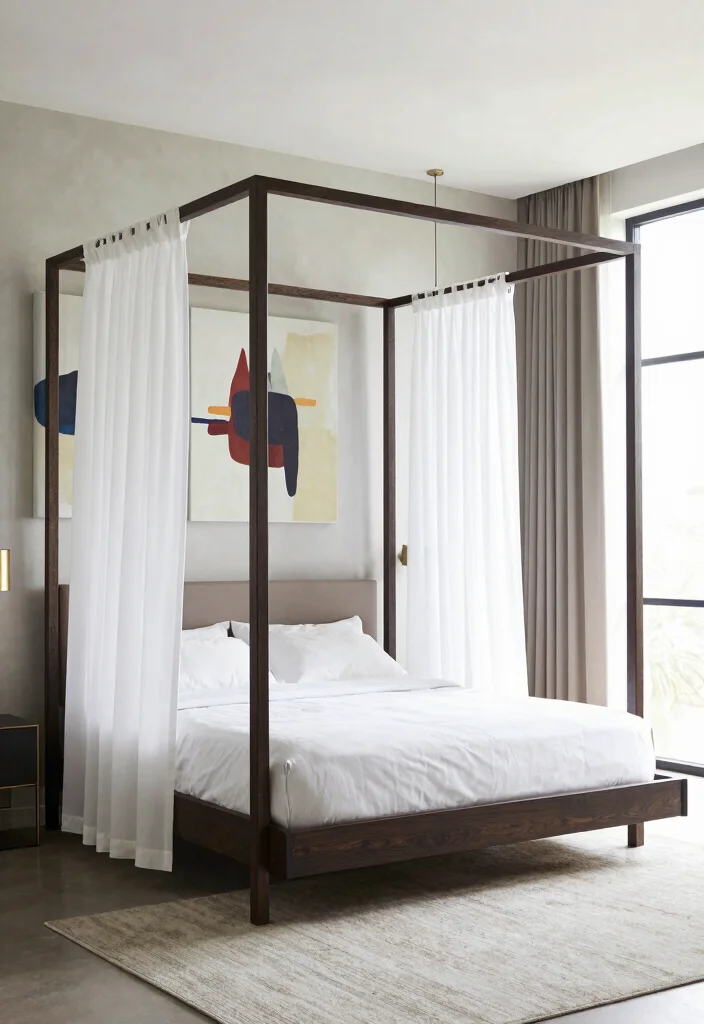 17 Bedroom Ideas Canopy Bed That Feel Dreamy and Elegant - 3. Contemporary Charm 1