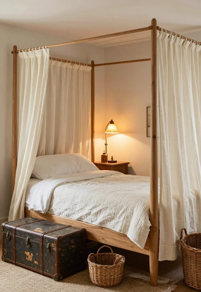 17 Bedroom Ideas Canopy Bed That Feel Dreamy and Elegant - 5. Farmhouse Feel 1