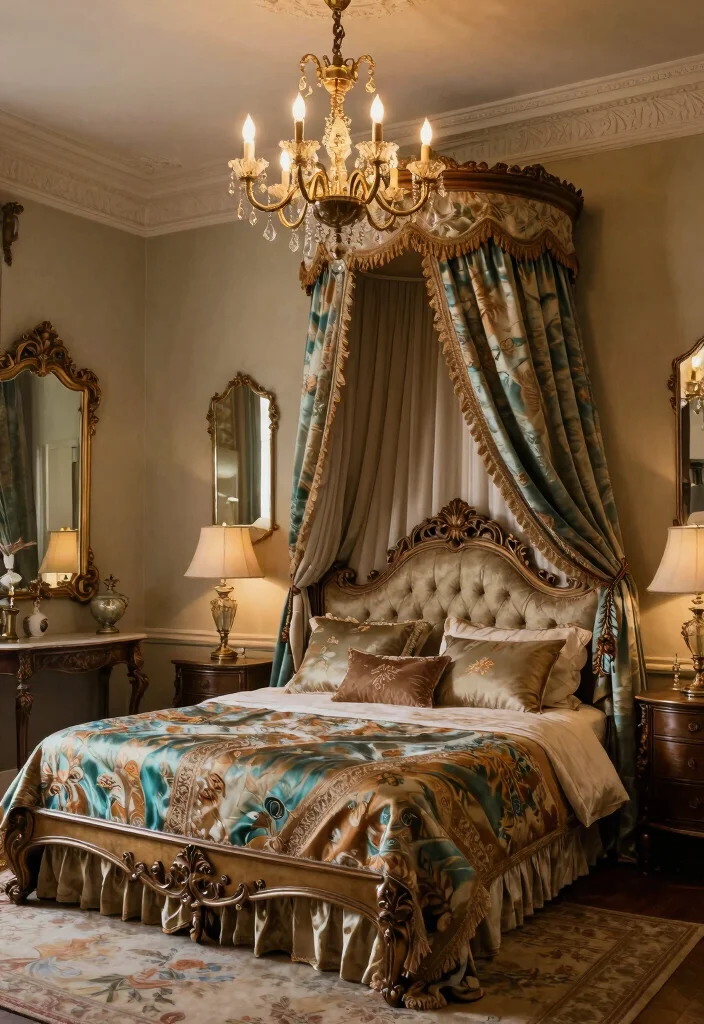 17 Bedroom Ideas Canopy Bed That Feel Dreamy and Elegant - 8. Vintage Glam 1