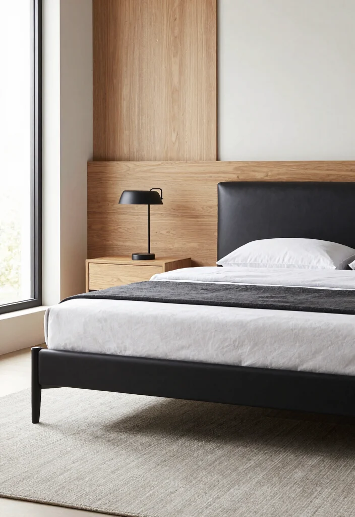 17 Black and Oak Bedroom Ideas: Modern Natural Elegance - 1. Sleek Black and Oak Furniture 1