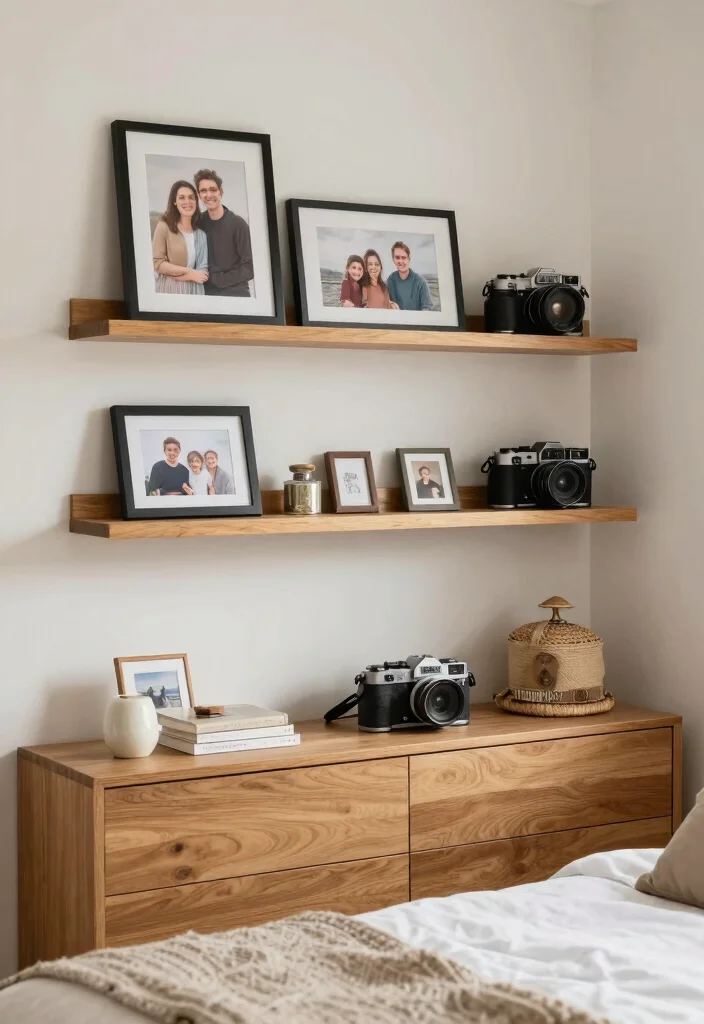 17 Black and Oak Bedroom Ideas: Modern Natural Elegance - 11. Personal Touches with Decorative Items 1