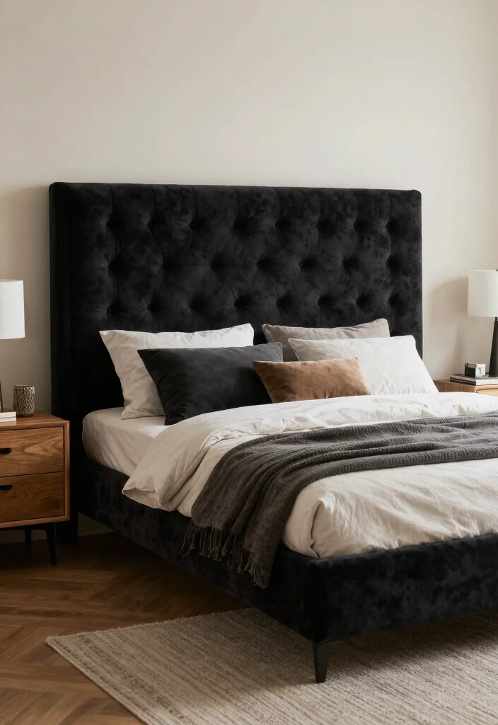 17 Black and Oak Bedroom Ideas: Modern Natural Elegance - 14. Customized Headboards 1
