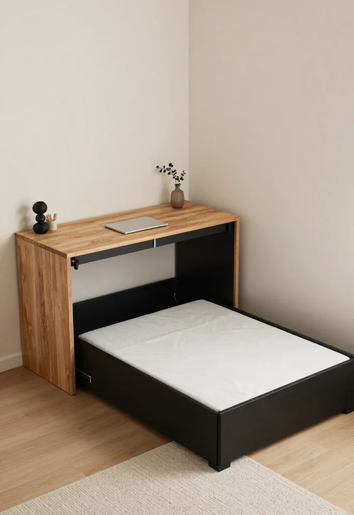 17 Black and Oak Bedroom Ideas: Modern Natural Elegance - 15. Multi-functional Spaces 1