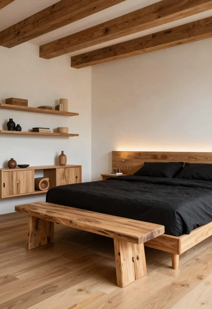 17 Black and Oak Bedroom Ideas: Modern Natural Elegance - 4. Natural Wood Accents 1
