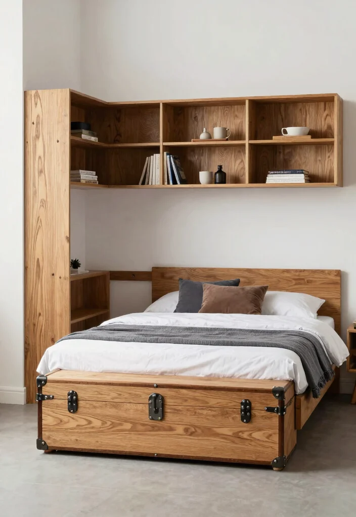 17 Black and Oak Bedroom Ideas: Modern Natural Elegance - 8. Functional Oak Storage Solutions 1