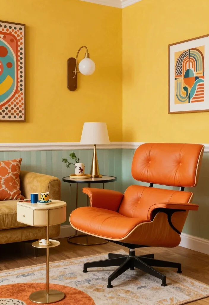 17 Eames Lounge Chair Living Room Ideas: Iconic Modern Comfort - 12. Retro Vibes 1