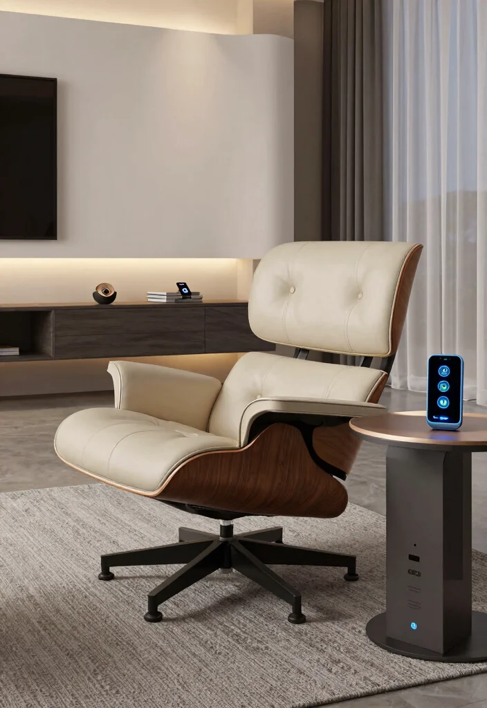 17 Eames Lounge Chair Living Room Ideas: Iconic Modern Comfort - 15. Smart Technology Integration 1