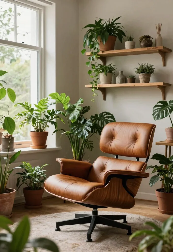 17 Eames Lounge Chair Living Room Ideas: Iconic Modern Comfort - 6. Nature-Inspired Decor 1
